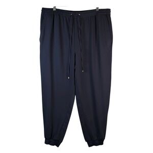 Lauren Ralph Lauren Women's 16 Navy Pull On Jogger Pants Drawstring Minimalist